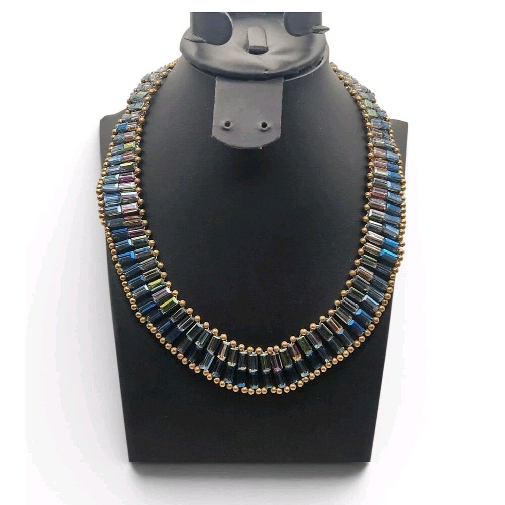 Nakamol Anthropologie Crystal Bead Couture Statement Collar Bib Necklace W - Picture 2 of 4